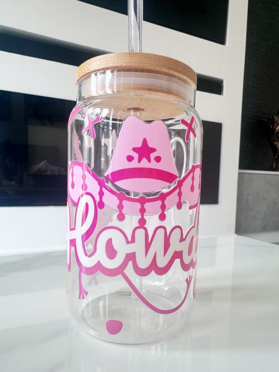 Howdy glass cup with straw - Image 2
