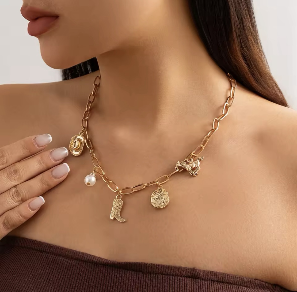 Cowgirl charm necklace