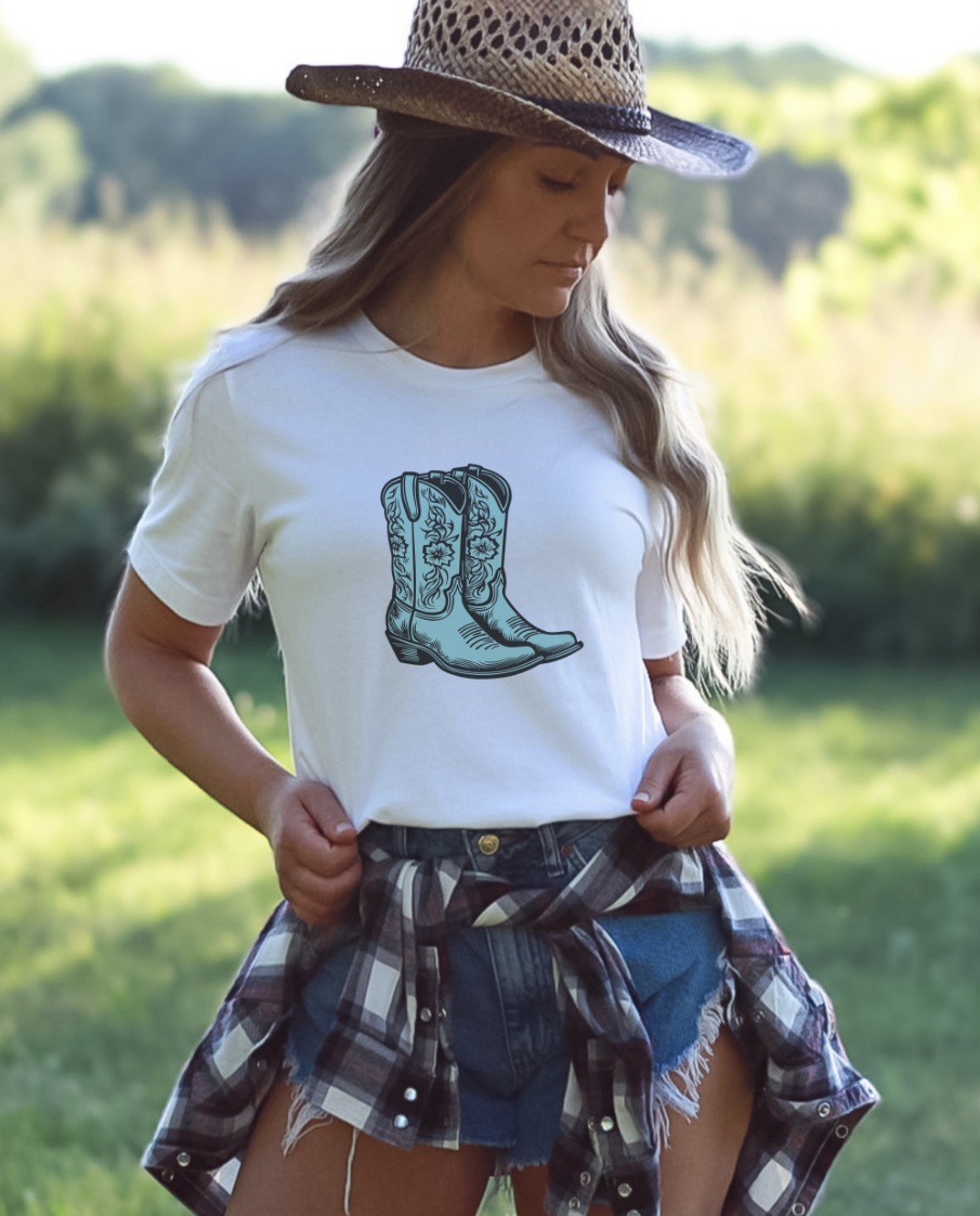 Turquoise boots T-shirt - Image 2