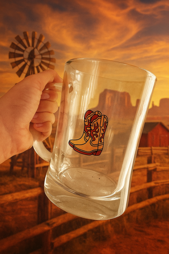 Cowboy boot glass beer tankard